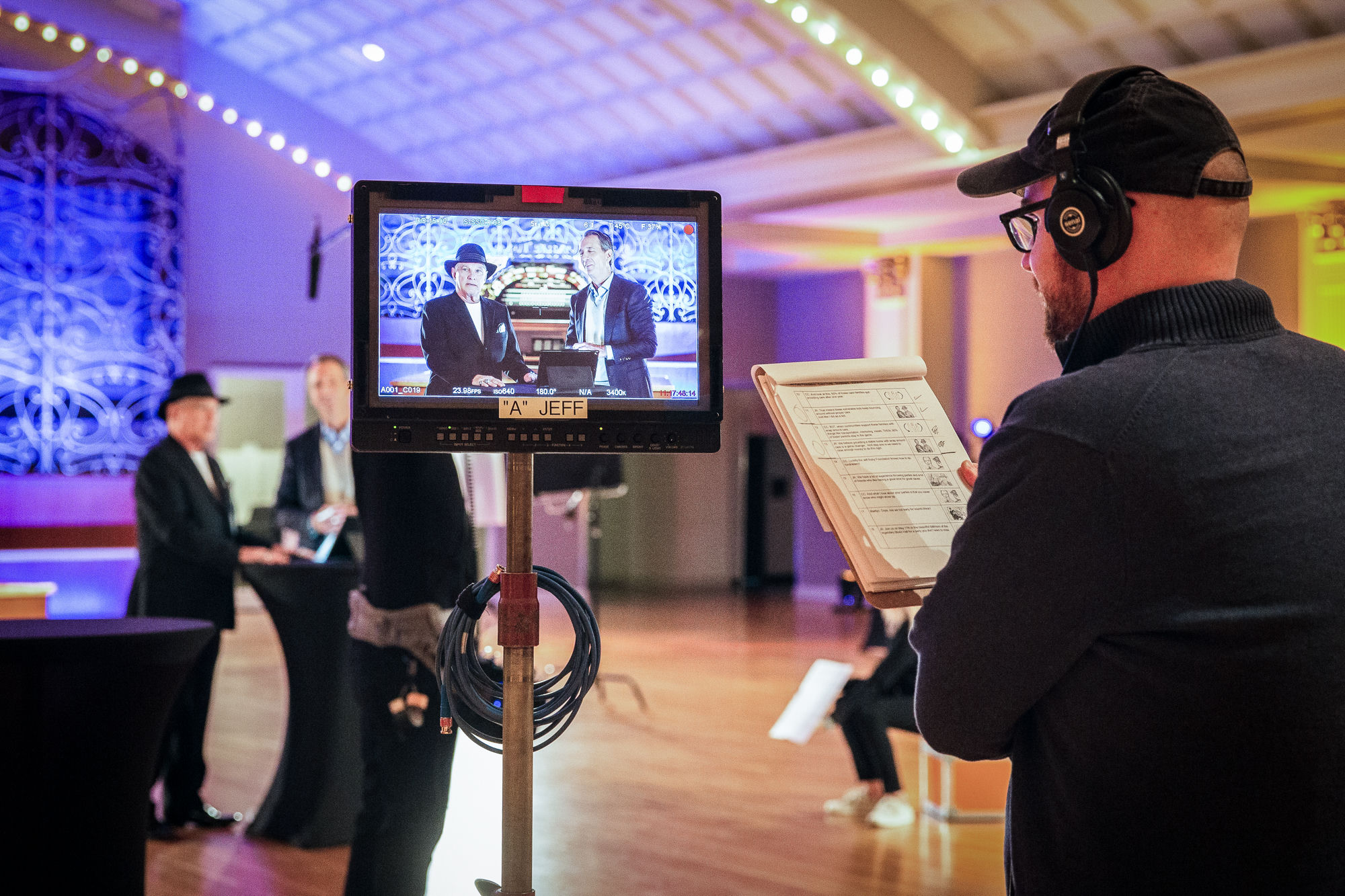 Isaac Stambaugh monitoring audio and picture on a Boonrise production